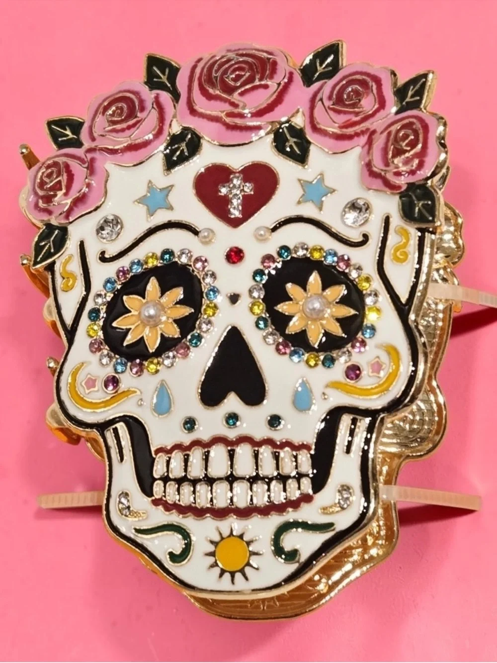 Sugar Skull Metal Hair Claw